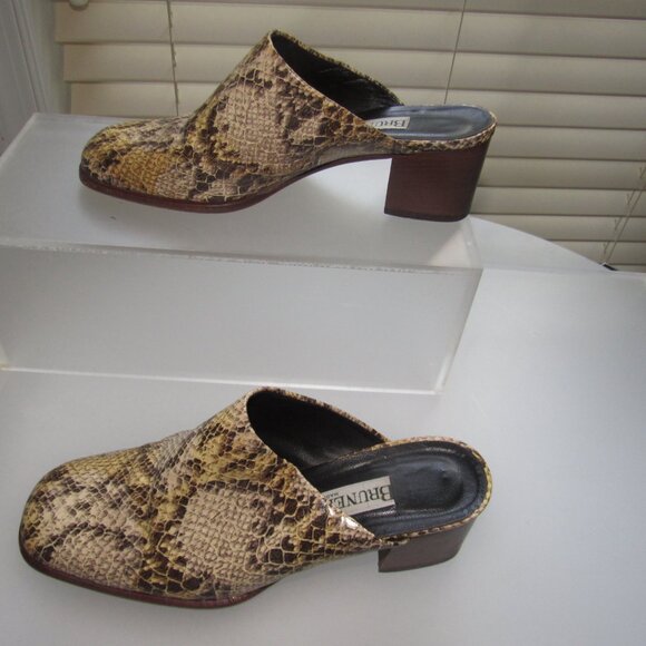 Brunella Made in Italy Snakeskin Print Leather Mules 38.5 (US 8) | Vintage Boho - Picture 5 of 9